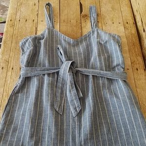 Womens Blue and White Stripped Wide Leg Jumpsuit